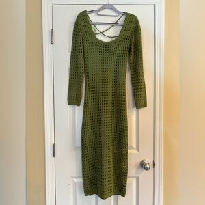 Fleur crochet overlay long sleeve midi dress from Selfie Leslie